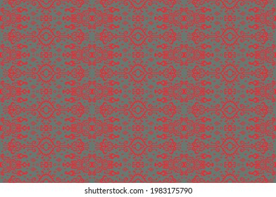Ikat geometric folklore ornament. Oriental vector damask pattern. Ancient art of Arabesque. Tribal ethnic texture. Spanish motif on the carpet. Aztec style. Indian rug. Gypsy, Mexican embroidery.