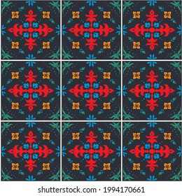 Ikat geometric folklore ornament. Oriental vector damask pattern. Ancient art of Arabesque. Tribal ethnic texture. Spanish motif on the carpet. Aztec style. Indian rug. Gypsy, Mexican embroidery.