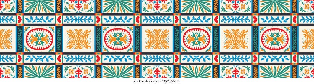 Ikat geometric folklore ornament. Oriental vector damask pattern. Ancient art of Arabesque. Tribal ethnic texture. Spanish motif on the carpet. Aztec style. Indian rug. Gypsy, Mexican embroidery.