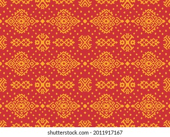 Ikat geometric folklore ornament. Oriental vector damask pattern. Ancient art of Arabesque. Tribal ethnic texture. Spanish motif on the carpet. Aztec style. Indian rug. Gypsy, Mexican embroidery.O