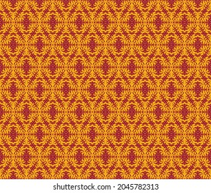 Ikat geometric folklore ornament. Oriental vector damask pattern. Ancient art of Arabesque. Tribal ethnic texture. Spanish motif on the carpet. Aztec style. Indian rug. Gypsy, Mexican embroidery.
