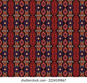 Ikat geometric folklore ornament. Oriental vector damask pattern. Ancient art of Arabesque. Tribal ethnic texture. Spanish motif on the carpet. Aztec style. Indian rug. Gypsy, Mexican embroidery.