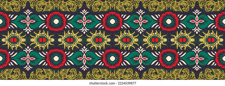 Ikat geometric folklore ornament. Oriental vector damask pattern. Ancient art of Arabesque. Tribal ethnic texture. Spanish motif on the carpet. Aztec style. Indian rug. Gypsy, Mexican embroidery.