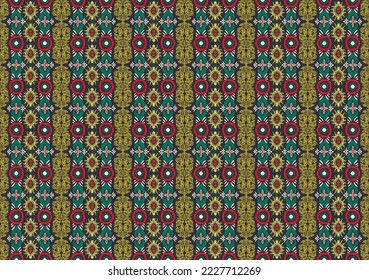 Ikat geometric folklore ornament. Oriental vector damask pattern. Ancient art of Arabesque. Tribal ethnic texture. Spanish motif on the carpet. Aztec style. Indian rug. Gypsy, Mexican embroidery.