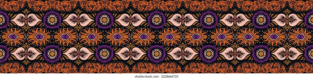 Ikat geometric folklore ornament. Oriental vector damask pattern. Ancient art of Arabesque. Tribal ethnic texture. Spanish motif on the carpet. Aztec style. Indian rug. Gypsy, Mexican embroidery.