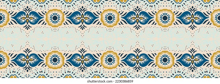 Ikat geometric folklore ornament. Oriental vector damask pattern. Ancient art of Arabesque. Tribal ethnic texture. Spanish motif on the carpet. Aztec style. Indian rug. Gypsy, Mexican embroidery.