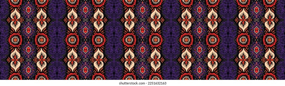 Ikat geometric folklore ornament. Oriental vector damask pattern. Ancient art of Arabesque. Tribal ethnic texture. Spanish motif on the carpet. Aztec style. Indian rug. Gypsy, Mexican embroidery.