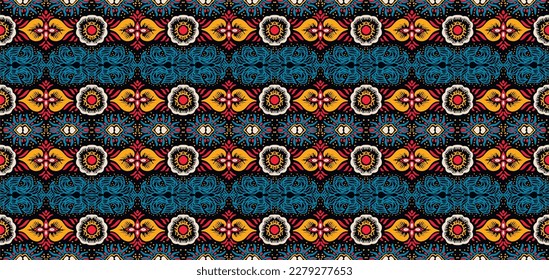 Ikat geometric folklore ornament. Oriental vector damask pattern. Ancient art of Arabesque. Tribal ethnic texture. Spanish motif on the carpet. Aztec style. Indian rug. Gypsy, Mexican embroidery.