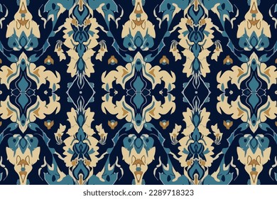 Ikat geometric folklore ornament. Oriental damask pattern. Abstract seamless traditional folk old ancient antique tribal ethnic graphic line. Ornate elegant luxury vintage retro modern minimal style.