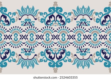 Ikat geometric folklore ornament. Oriental vector damask pattern. Ancient art of Arabesque. Tribal ethnic texture. Spanish motif on the carpet. Aztec style. Indian rug. Gypsy, Mexican embroidery.