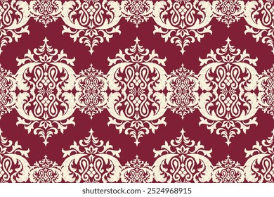 Ikat geometric folklore ornament. Oriental vector damask pattern. Ancient art of Arabesque. Tribal ethnic texture. Spanish motif on the carpet. Aztec style. Indian rug. Gypsy, Mexican embroidery.