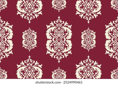 Ikat geometric folklore ornament. Oriental vector damask pattern. Ancient art of Arabesque. Tribal ethnic texture. Spanish motif on the carpet. Aztec style. Indian rug. Gypsy, Mexican embroidery.