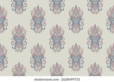 Ikat geometric folklore ornament. Oriental vector damask pattern. Ancient art of the Arabesque. Tribal ethnic texture. Spanish motif on the carpet. Aztec style. Indian rug. Gypsy, Mexican embroidery.