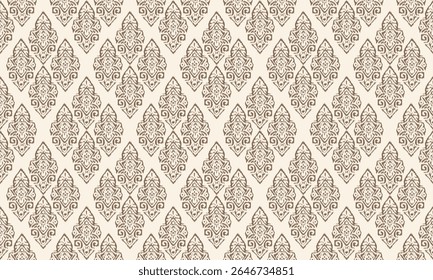 Ornamento folclórico geométrico de Ikat. Padrão de damasco de vetor oriental. Arte antiga de Arabesque. Textura étnica tribal. Motivo espanhol no tapete. Estilo asteca. Tapete indiano. Cigano, bordado mexicano.