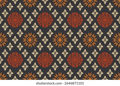 Ornamento folclórico geométrico de Ikat. Padrão de damasco de vetor oriental. Arte antiga de Arabesque. Textura étnica tribal. Motivo espanhol no tapete. Estilo asteca. Tapete indiano. Cigano, bordado mexicano.