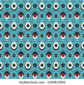 Ikat geometric folklore ornament.  Polka Dot Pattern. Ancient art of Arabesque. Tribal ethnic texture. Damask motif on the carpet.  Aztec style.  Indian rug. Gypsy, Mexican  embroidery.