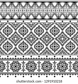 Set Seamless Borders Design Application Henna Stock Vector (Royalty ...