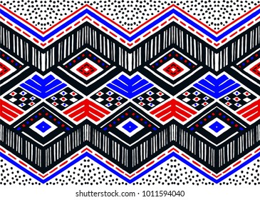 Ikat geometric folklore ornament. Tribal ethnic vector texture. Seamless striped  pattern in Aztec style. Figure tribal  embroidery. Indian, Scandinavian, Gypsy, Mexican, folk pattern. 