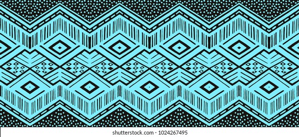 Ikat geometric folklore ornament. Tribal ethnic vector texture. Seamless striped  pattern in Aztec style. Figure tribal  embroidery. Indian, Scandinavian, Gypsy, Mexican, folk pattern. 