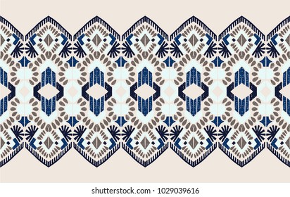Ikat geometric folklore ornament. Tribal ethnic vector texture. Seamless striped  pattern in Aztec style. Figure tribal  embroidery. Indian, Scandinavian, Gypsy, Mexican, folk pattern. 