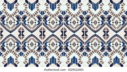 Ikat ornamento folclore geométrico. Textura de vetores étnicos tribais. Padrão listrado sem costura em estilo asteca. Figura bordado tribal. Índio, escandinavo, cigano, mexicano, padrão popular.