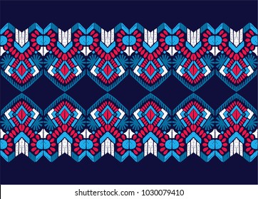 Ikat geometric folklore ornament. Tribal ethnic vector texture. Seamless striped  pattern in Aztec style. Figure tribal  embroidery. Indian, Scandinavian, Gypsy, Mexican, folk pattern. 