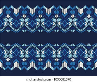 Ikat geometric folklore ornament. Tribal ethnic vector texture. Seamless striped  pattern in Aztec style. Figure tribal  embroidery. Indian, Scandinavian, Gypsy, Mexican, folk pattern. 