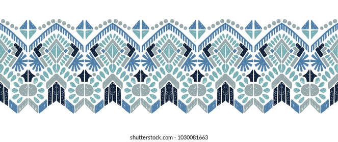 Ikat geometric folklore ornament. Tribal ethnic vector texture. Seamless striped  pattern in Aztec style. Figure tribal  embroidery. Indian, Scandinavian, Gypsy, Mexican, folk pattern. 