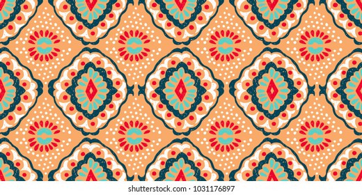 Ikat geometric folklore ornament. Tribal ethnic vector texture. Seamless striped  pattern in Aztec style. Figure tribal  embroidery. Indian, Scandinavian, Gypsy, Mexican, folk pattern. 