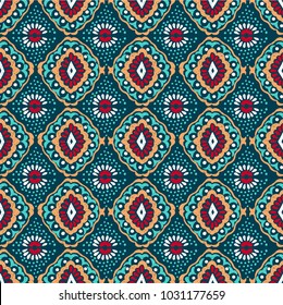 Ikat geometric folklore ornament. Tribal ethnic vector texture. Seamless striped  pattern in Aztec style. Figure tribal  embroidery. Indian, Scandinavian, Gypsy, Mexican, folk pattern. 