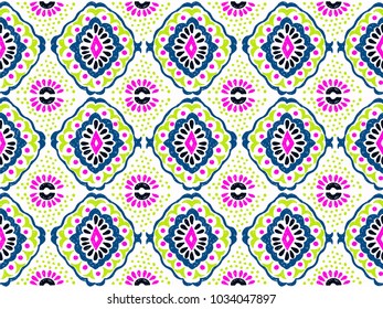 Ikat geometric folklore ornament. Tribal ethnic vector texture. Seamless striped  pattern in Aztec style. Figure tribal  embroidery. Indian, Scandinavian, Gypsy, Mexican, folk pattern. 