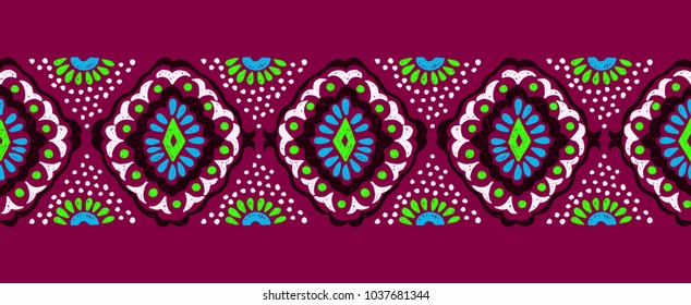 Ikat geometric folklore ornament. Tribal ethnic vector texture. Seamless striped  pattern in Aztec style. Figure tribal  embroidery. Indian, Scandinavian, Gypsy, Mexican, folk pattern. 