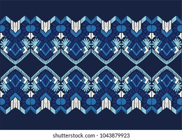 Ikat geometric folklore ornament. Tribal ethnic vector texture. Seamless striped pattern in Aztec style. Figure tribal embroidery. Indian, Scandinavian, Gypsy, Mexican, folk pattern.