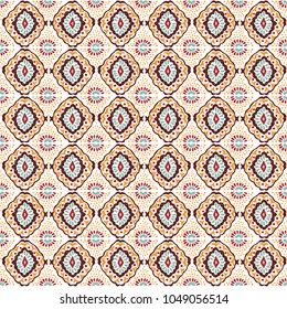 Ikat geometric folklore ornament. Tribal ethnic vector texture. Seamless striped  pattern in Aztec style. Figure tribal  embroidery. Indian, Scandinavian, Gypsy, Mexican, folk pattern. 