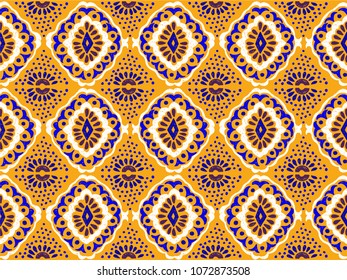 Ikat geometric folklore ornament. Tribal ethnic vector texture. Seamless striped  pattern in Aztec style. Figure tribal  embroidery. Indian, Scandinavian, Gypsy, Mexican, folk pattern. 