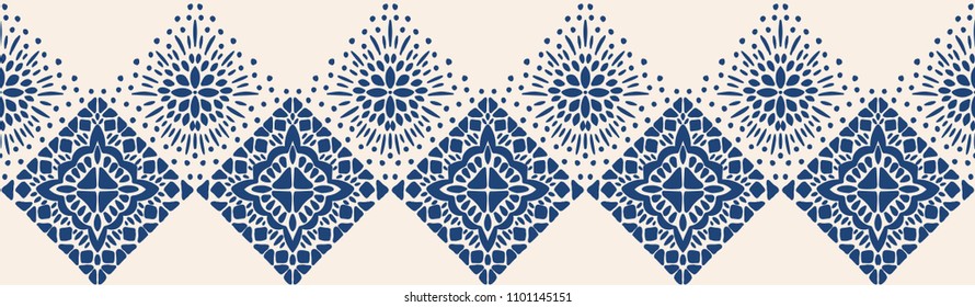 Ikat geometric folklore ornament. Tribal ethnic vector texture. Seamless striped pattern in Aztec style. Figure tribal embroidery. Indian, Scandinavian, Gypsy, Mexican, folk pattern. 