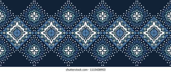 Ikat geometric folklore ornament. Tribal ethnic vector texture. Seamless striped pattern in Aztec style. Figure tribal embroidery. Indian, Scandinavian, Gypsy, Mexican, folk pattern. 