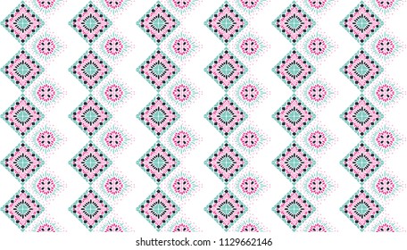 Ikat geometric folklore ornament. Tribal ethnic vector texture. Seamless striped pattern in Aztec style. Figure tribal embroidery. Indian, Scandinavian, Gypsy, Mexican, folk pattern. 