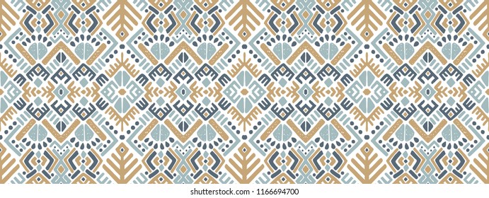 Ikat geometric folklore ornament. Tribal ethnic vector texture. Seamless striped  pattern in Aztec style. Figure tribal  embroidery. Indian, Scandinavian, Gypsy, Mexican, folk pattern. 