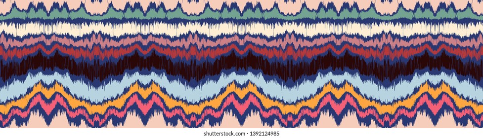 Ikat geometric folklore ornament. Tribal ethnic vector texture. Seamless striped pattern in Aztec style. Folk embroidery. Indian, Scandinavian, Gypsy, Mexican, African rug.