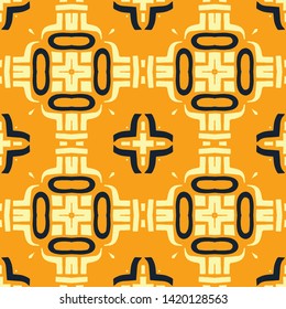 Ikat geometric folklore ornament. Tribal ethnic vector texture. Seamless striped pattern in Aztec style. Figure tribal embroidery. Indian, Scandinavian, Gypsy, Mexican, folk pattern