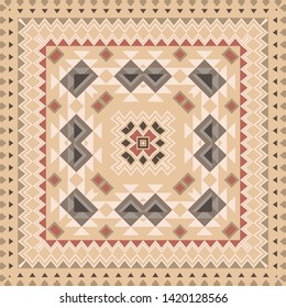 Ikat geometric folklore ornament. Tribal ethnic vector texture. Seamless striped pattern in Aztec style. Figure tribal embroidery. Indian, Scandinavian, Gypsy, Mexican, folk pattern