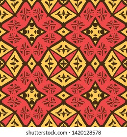 Ikat geometric folklore ornament. Tribal ethnic vector texture. Seamless striped pattern in Aztec style. Figure tribal embroidery. Indian, Scandinavian, Gypsy, Mexican, folk pattern