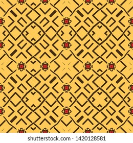 Ikat geometric folklore ornament. Tribal ethnic vector texture. Seamless striped pattern in Aztec style. Figure tribal embroidery. Indian, Scandinavian, Gypsy, Mexican, folk pattern