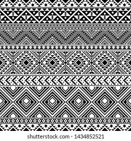 Ikat geometric folklore ornament. Tribal ethnic vector. Seamless striped pattern in Aztec style. Tribal pattern in black and white color
