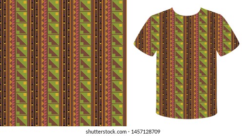 Ikat geometric folklore ornament. Tribal ethnic vector texture. Seamless striped pattern in Aztec style. Figure tribal embroidery. Indian, Scandinavian, Gypsy, Mexican, folk pattern.Tshirt design