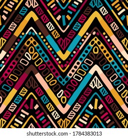 Ikat geometric folklore ornament. Tribal scandinavian ethnic vector texture. Seamless striped pattern in Aztec style. Figure tribal embroidery. Indian, Scandinavian, Gypsy, Mexican, folk pattern.