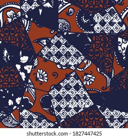 Ikat geometric folklore ornament. Tribal ethnic vector texture. Seamless striped pattern in Aztec style. Figure tribal embroidery. Indian, Scandinavian, Gypsy, Mexican, folk pattern.