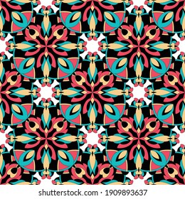 Ikat geometric folklore ornament. Tribal ethnic vector texture. Seamless striped pattern in Aztec style. Figure tribal embroidery. Indian, Scandinavian, Gypsy, Mexican, folk pattern