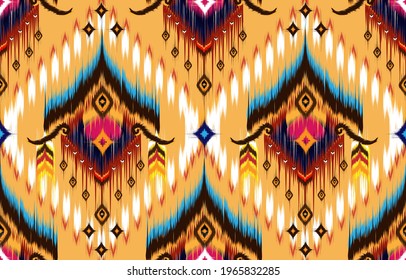 Ikat geometric folklore ornament. Tribal ethnic vector texture. Seamless striped pattern in Aztec style. Figure tribal embroidery. Indian, Scandinavian, Gyp sy, Mexican, folk pattern.ikat pattern